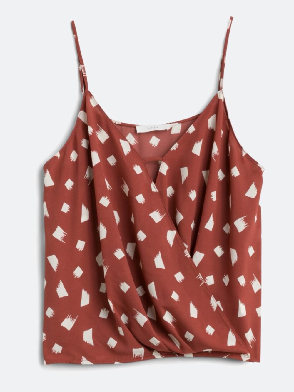 Lush Rust Red and White Printed Wrap Cami Tank